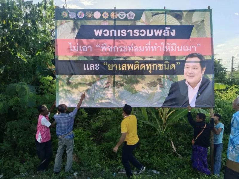 กำนันตำบลวังพญา – ผู้ใหญ่บ้าน ต้านพืชกระท่อม นำทีมโค่นต้นกระท่อม ร่วม ศอ.บต. หนุนอาชีพใหม่สร้างรายได้ทดแทน